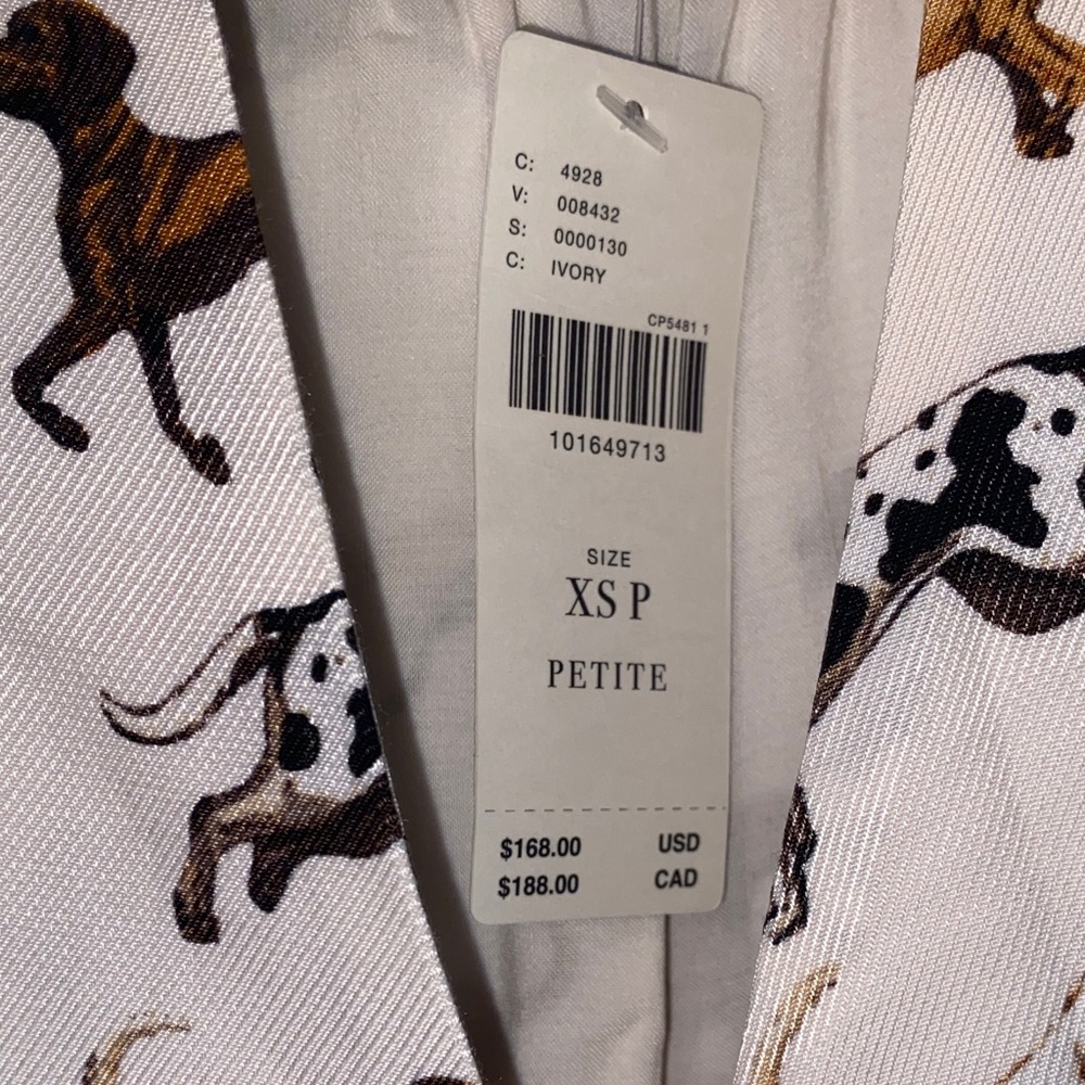 Anthropologie Dog Print Long Sleeve Dress - White and Gold - Picture 3 of 7